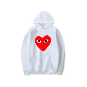 CDG BIG Red Heart Play Hoodie - Front - White