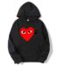 CDG Big Dual Logo Printed Pullover Hoodie - Front - Black