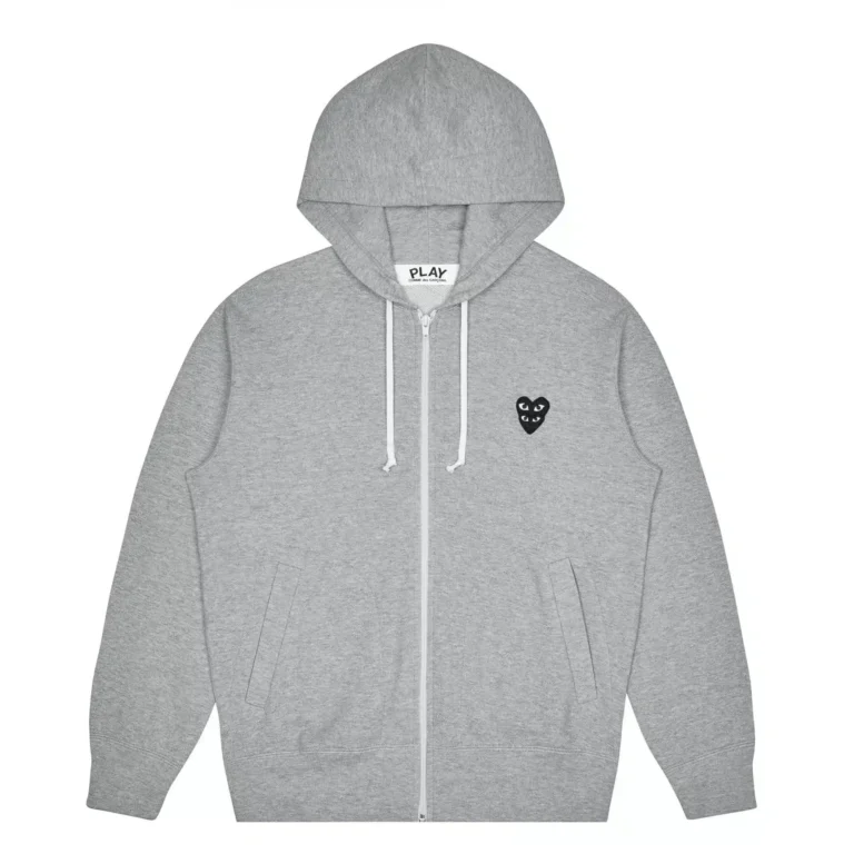 CDG Grey Family Logo Zipper Hoodie - Front - Grey