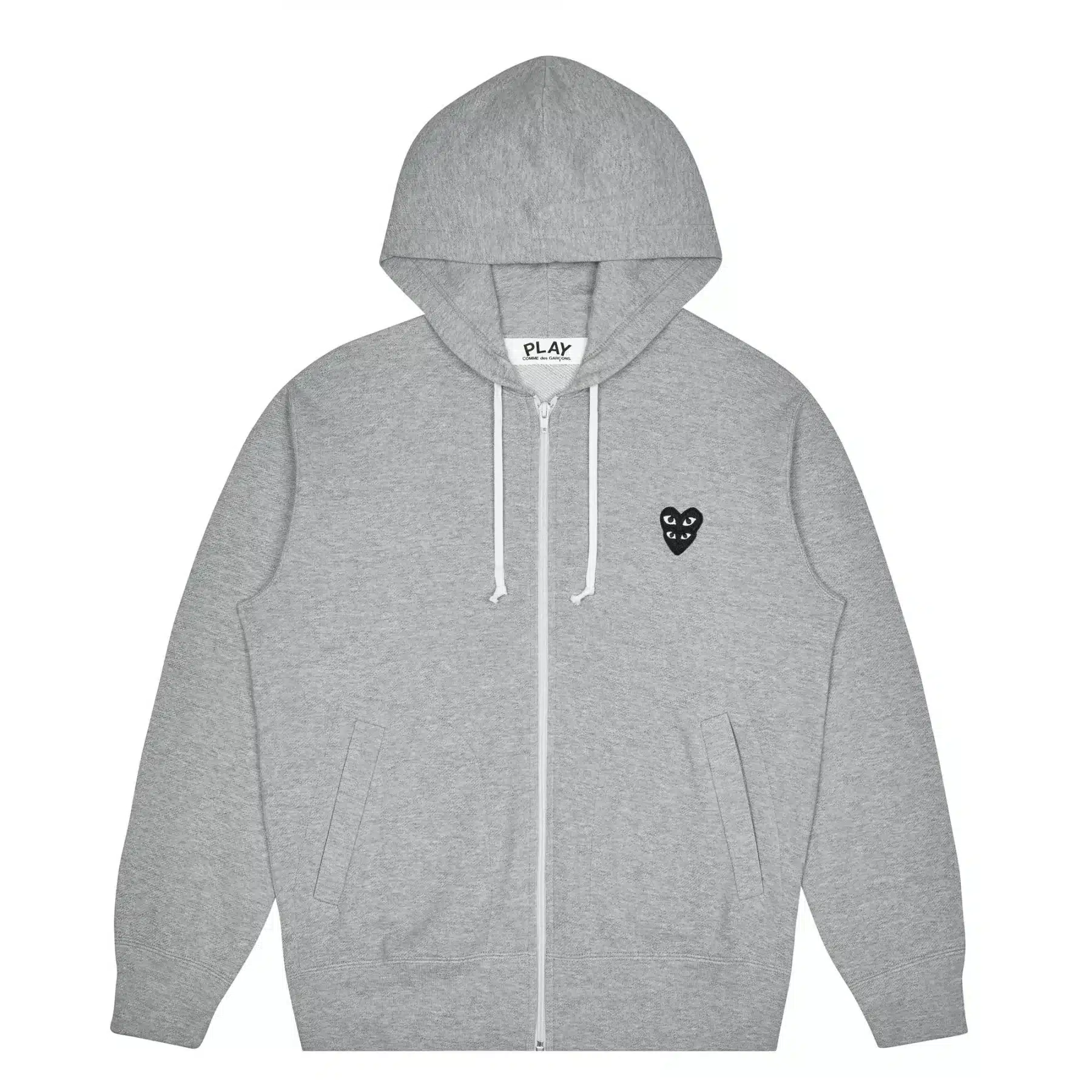 CDG Grey Family Logo Zipper Hoodie - Front - Grey
