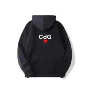 CDG Letter on Front and Back Hoodie - Back - Black