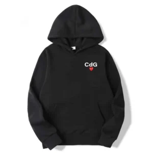 CDG Letter on Front and Back Hoodie - Front - Black