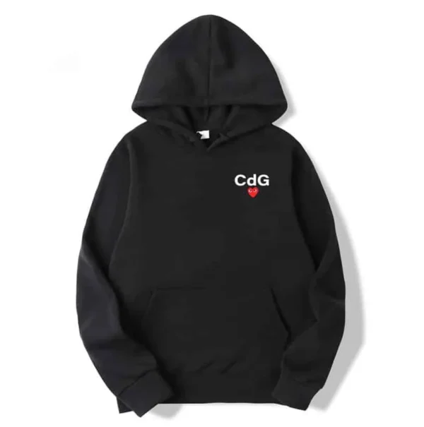 CDG Letter on Front and Back Hoodie - Front - Black
