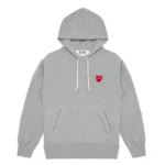 CDG Small Emblem Pullover Hoodie - Front - Grey