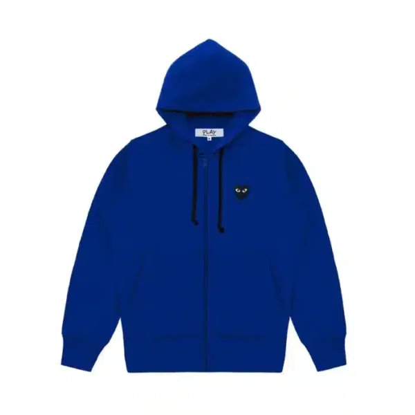 CDG Zip up With Heart Logo on Back Hoodie - Front