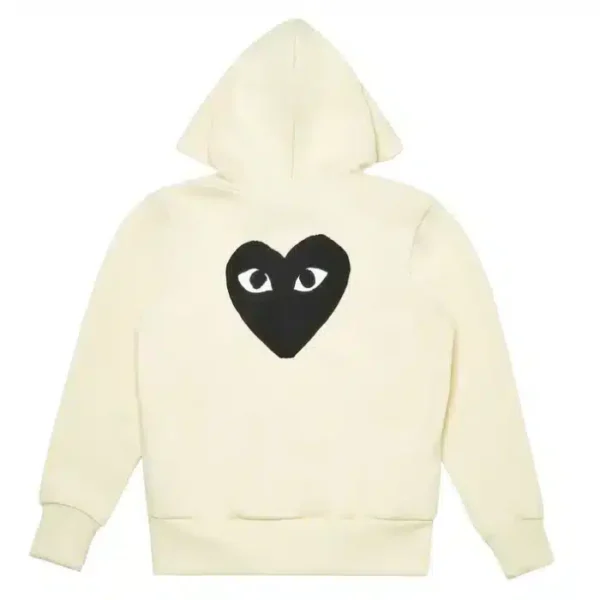 CDG Zip up With Heart Logo on Back Hoodie - Back