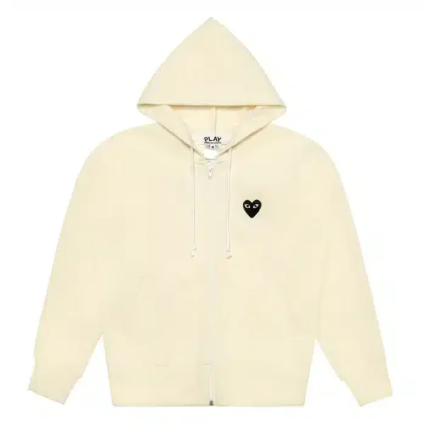 CDG Zip up With Heart Logo on Back Hoodie - Front - Beige