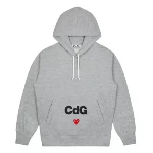 CDG x PLAY Pullover Hoodie - Grey - Front