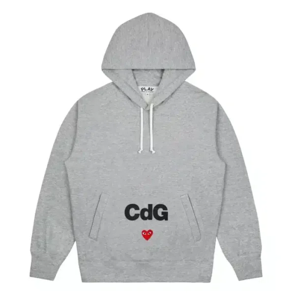 CDG x PLAY Pullover Hoodie - Grey - Front