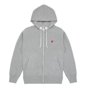 Comme Des Garcons Emblem Zipper Hoodie - Front - Grey