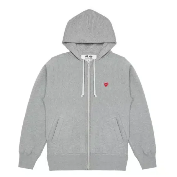 Comme Des Garcons Emblem Zipper Hoodie - Front - Grey