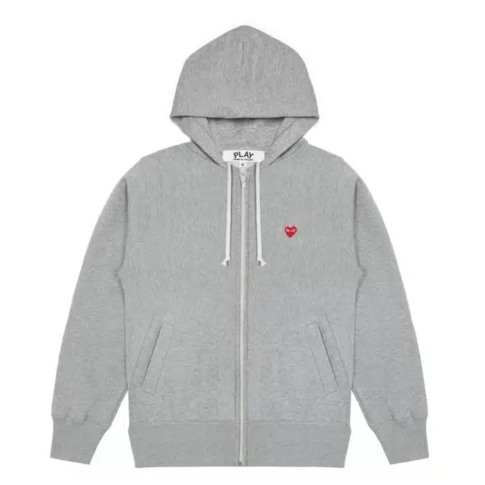 Comme Des Garcons Emblem Zipper Hoodie - Front - Grey