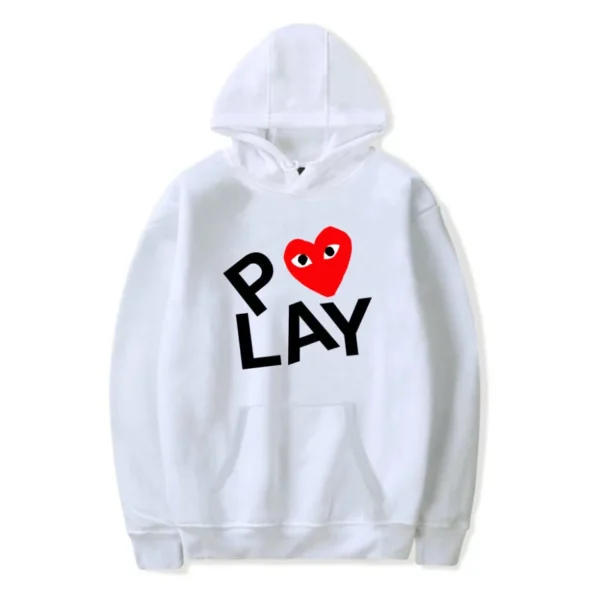 Comme Des Garcons Larg Play Heart Hoodie - White - Front