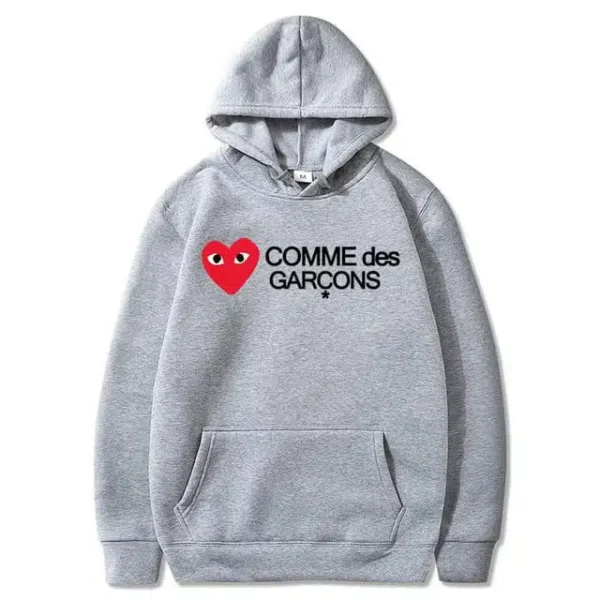 Comme Des Garcons Letter Logo Printed Hoodie - Grey - Front