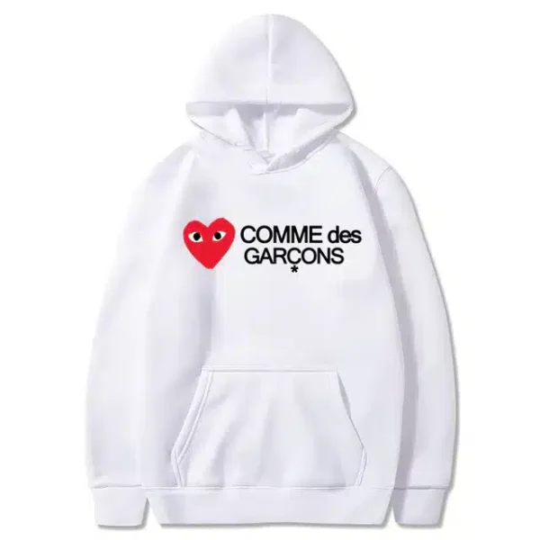 Comme Des Garcons Letter Logo Printed Hoodie - White - Front