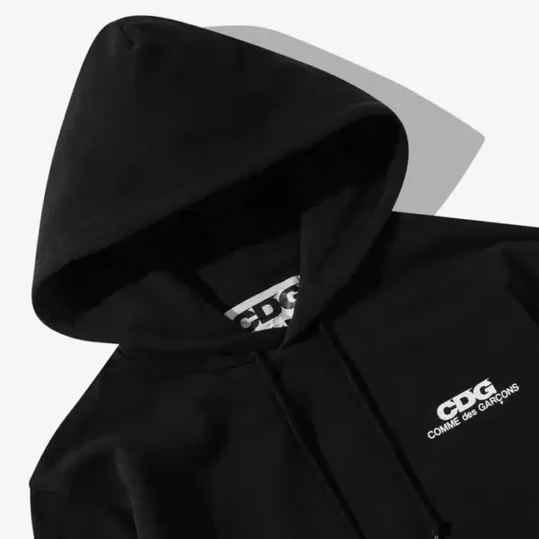 Comme Des Garcons Letter Printed Pullover Hoodie - Black - Detail