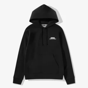 Comme Des Garcons Letter Printed Pullover Hoodie - Black - Front