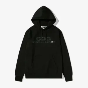 Comme Des Garcons Monochrome Logo Black Hoodie - Black - Front