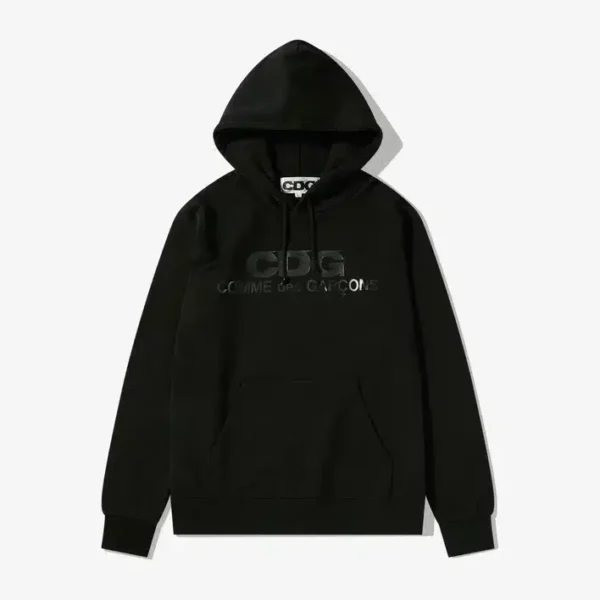 Comme Des Garcons Monochrome Logo Black Hoodie - Black - Front