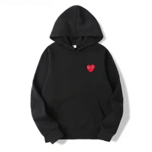 Comme Des Garcons Red heart Hoodie - Front - Black