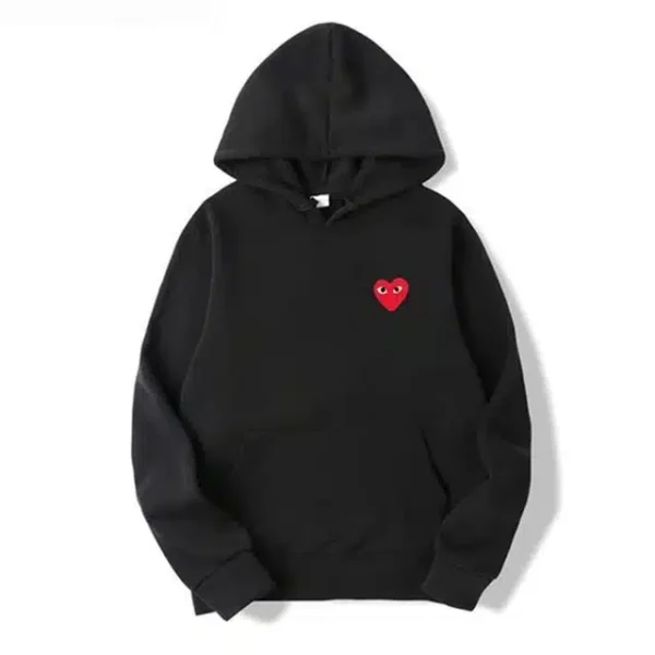 Comme Des Garcons Red heart Hoodie - Front - Black