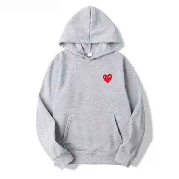 Comme Des Garcons Red heart Hoodie - Front - Grey