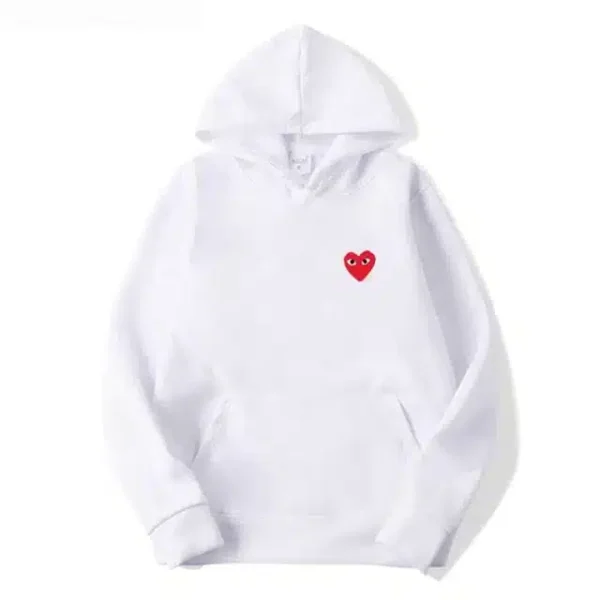 Comme Des Garcons Red heart Hoodie - Front - White