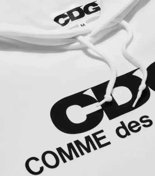 Comme des Garcons Logo Printed Hooded Pullover - White - Detail