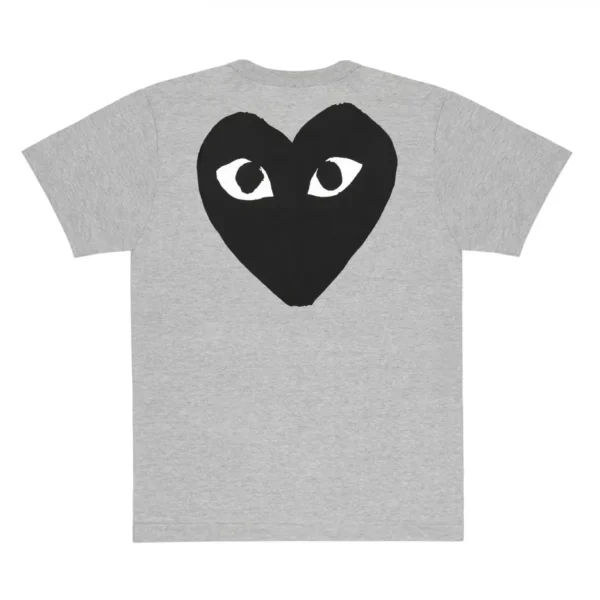 CDG Black Small Logo and Heart on Back T-Shirt - 2