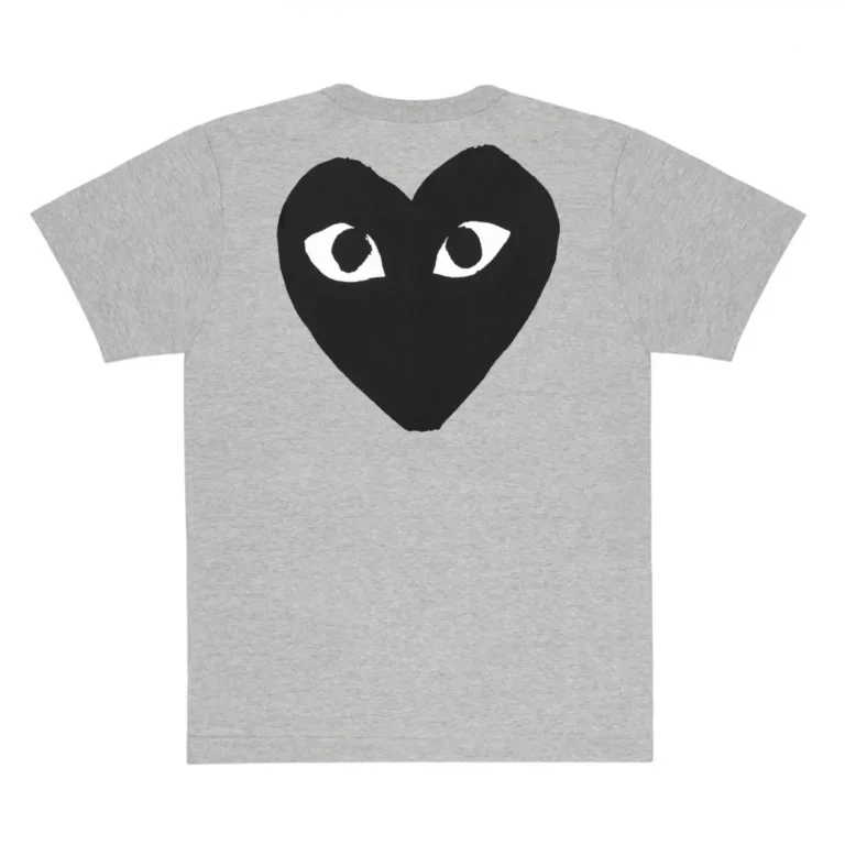 CDG Black Small Logo and Heart on Back T-Shirt - 2