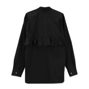 CDG Plain Black Frill Insert Shirt - 2