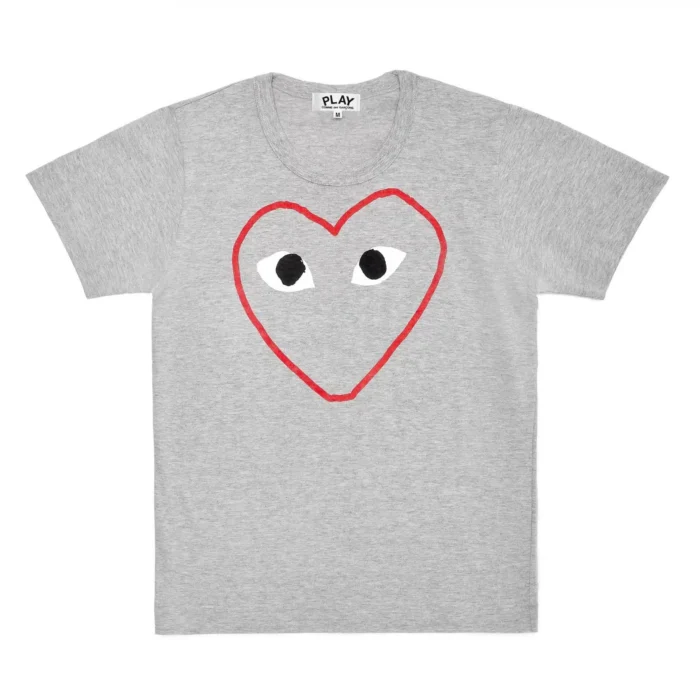 CDG Red and White Outline Heart T-Shirt - 1